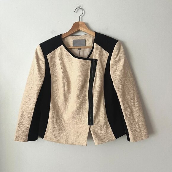 Classiques Entier Colorblock Textured Cream & Black Blazer Women's Size Large - Picture 1 of 9